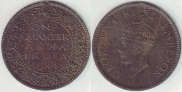 1941 India 1/4 Anna A008478